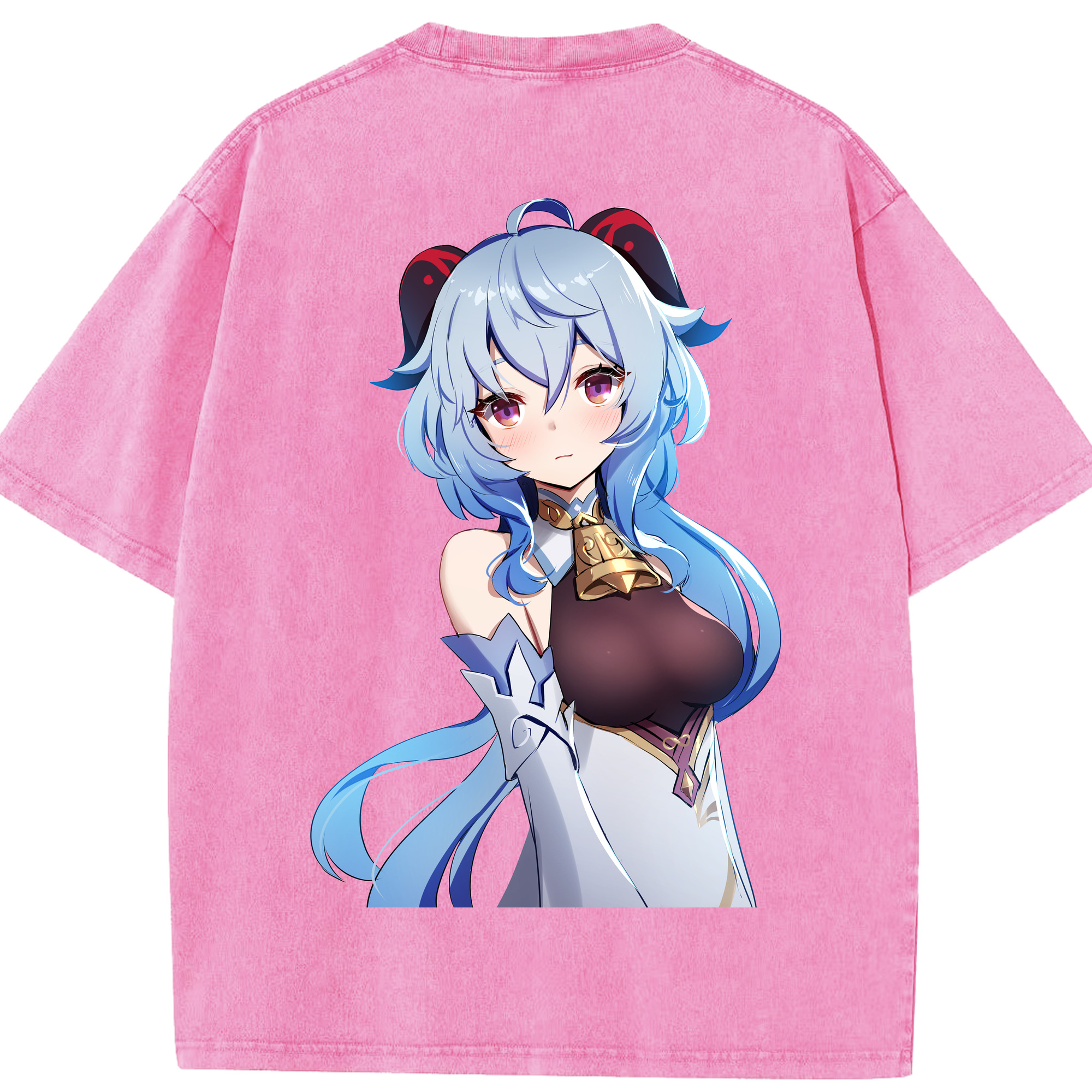 げんし神 甘雨 かんう genshin Ganyu 綿100% ヴィンテージ風 半袖Tシャツ（背面プリント）